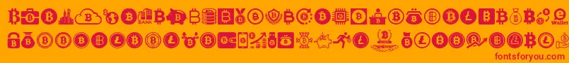 フォントBitcoin – オレンジの背景に赤い文字