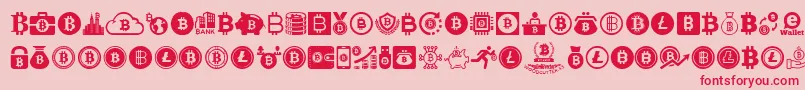 Bitcoin-Schriftart – Rote Schriften auf rosa Hintergrund