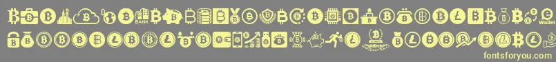 Bitcoin-Schriftart – Gelbe Schriften auf grauem Hintergrund