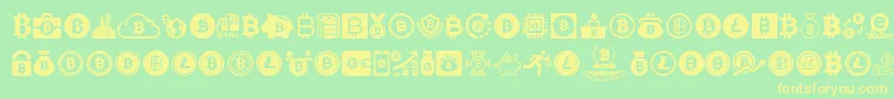 Fonte Bitcoin – fontes amarelas em um fundo verde