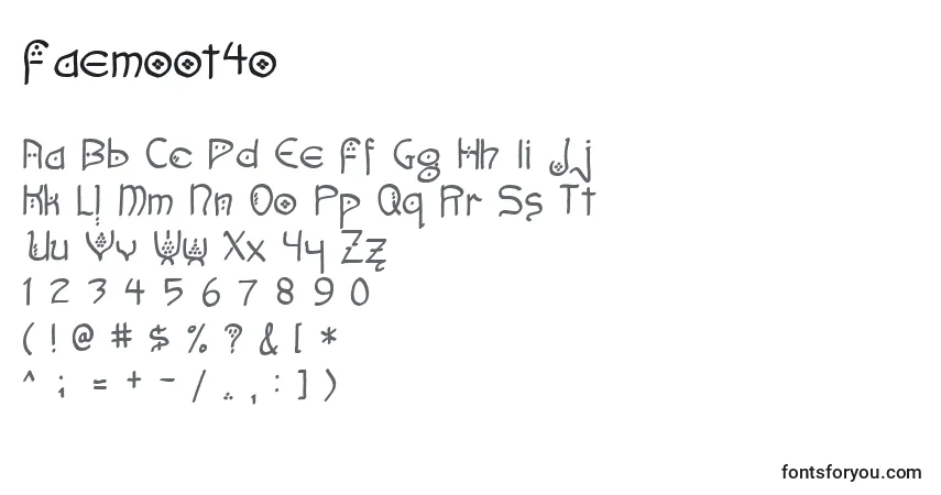 Schriftart Faemoot4o – Alphabet, Zahlen, spezielle Symbole