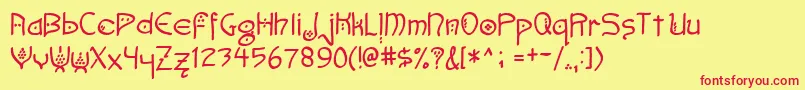 Faemoot4o Font – Red Fonts on Yellow Background