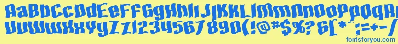 SfHallucinationExtreme-Schriftart – Blaue Schriften auf gelbem Hintergrund
