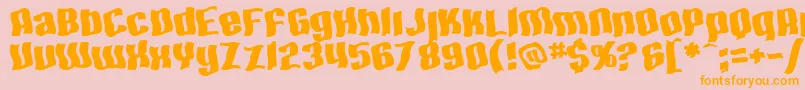 フォントSfHallucinationExtreme – オレンジの文字がピンクの背景にあります。