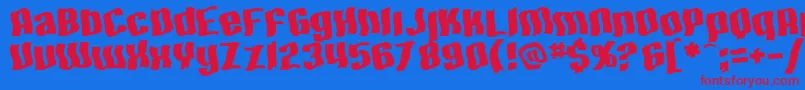 SfHallucinationExtreme Font – Red Fonts on Blue Background