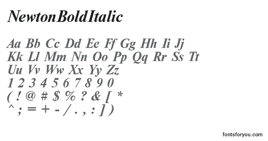 Police NewtonBoldItalic - Alphabet, Chiffres, Caractères Spéciaux