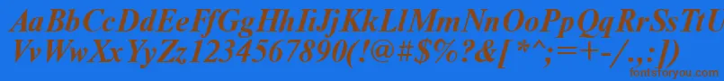 NewtonBoldItalic-Schriftart – Braune Schriften auf blauem Hintergrund
