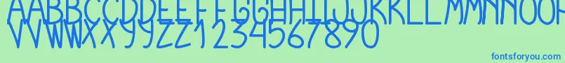 CursiExtraTfbBold-fontti – siniset fontit vihreällä taustalla