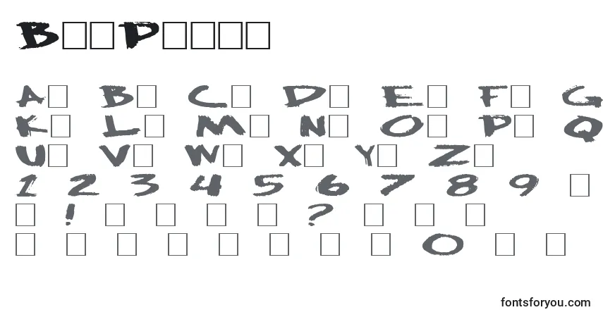 A fonte BigPlain – alfabeto, números, caracteres especiais