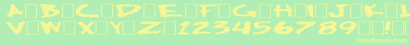 フォントBigPlain – 黄色の文字が緑の背景にあります
