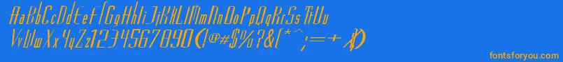 VascosskBolditalic-Schriftart – Orangefarbene Schriften auf blauem Hintergrund