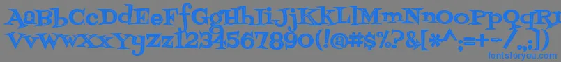 Fontdinerdotcomjazzdark-Schriftart – Blaue Schriften auf grauem Hintergrund