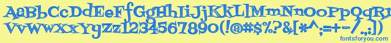 Fontdinerdotcomjazzdark Font – Blue Fonts on Yellow Background
