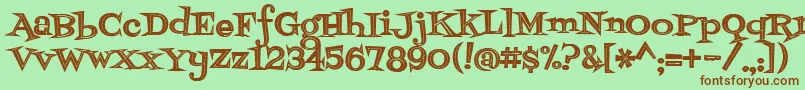 フォントFontdinerdotcomjazzdark – 緑の背景に茶色のフォント