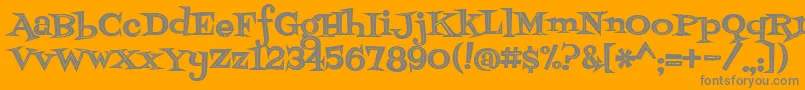 Fontdinerdotcomjazzdark-Schriftart – Graue Schriften auf orangefarbenem Hintergrund