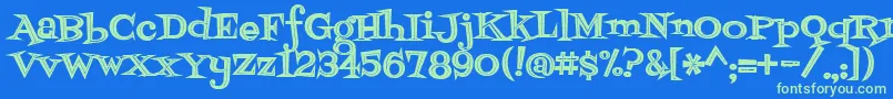 Шрифт Fontdinerdotcomjazzdark – зелёные шрифты на синем фоне