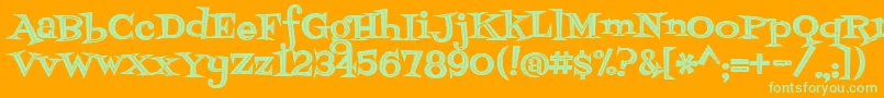 Fontdinerdotcomjazzdark-Schriftart – Grüne Schriften auf orangefarbenem Hintergrund