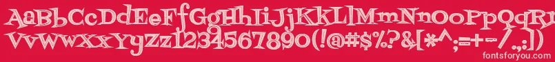 フォントFontdinerdotcomjazzdark – 赤い背景にピンクのフォント