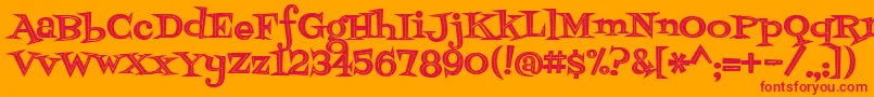 Fontdinerdotcomjazzdark Font – Red Fonts on Orange Background