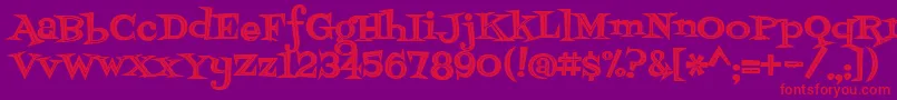 フォントFontdinerdotcomjazzdark – 紫の背景に赤い文字