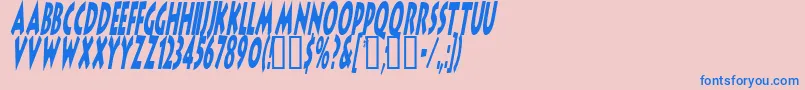 LithocomixItalic-fontti – siniset fontit vaaleanpunaisella taustalla