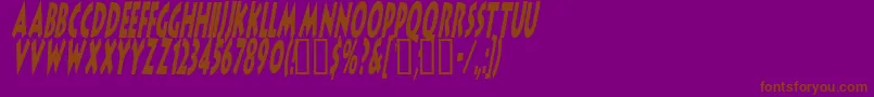フォントLithocomixItalic – 紫色の背景に茶色のフォント