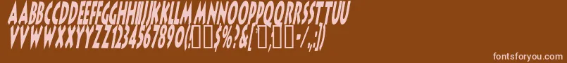 LithocomixItalic-fontti – vaaleanpunaiset fontit ruskealla taustalla