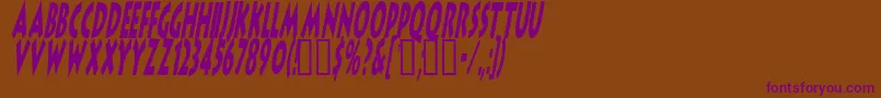 LithocomixItalic-fontti – violetit fontit ruskealla taustalla