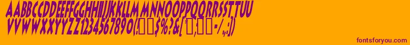 LithocomixItalic-fontti – violetit fontit oranssilla taustalla