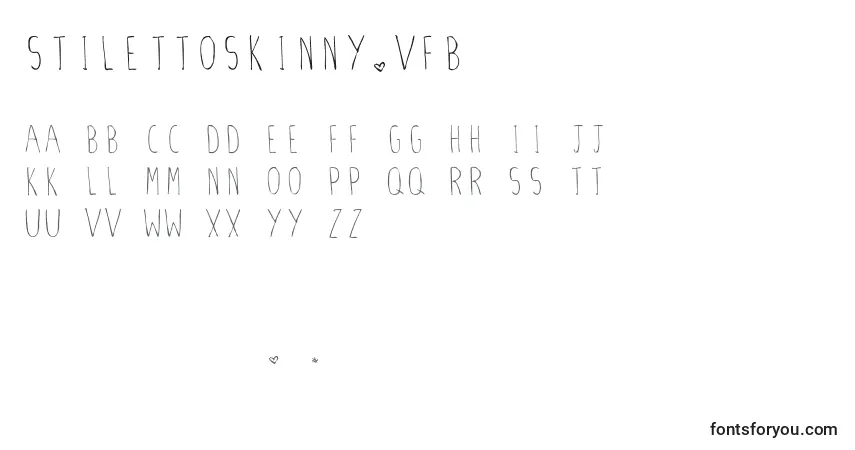 A fonte StilettoSkinny.Vfb – alfabeto, números, caracteres especiais