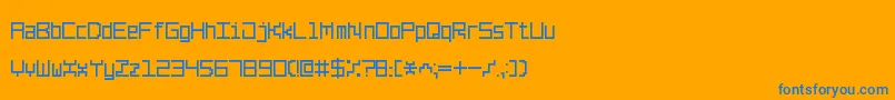 フォントLinePixel7 – オレンジの背景に青い文字