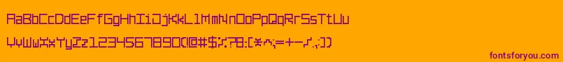 LinePixel7-Schriftart – Violette Schriften auf orangefarbenem Hintergrund