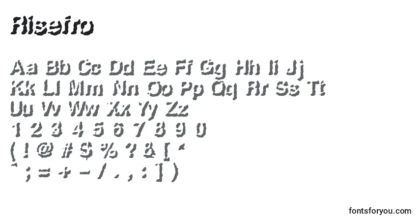 Schriftart Risefro – Alphabet, Zahlen, spezielle Symbole
