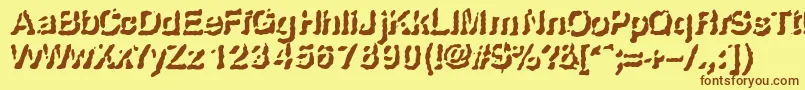 フォントRisefro – 茶色の文字が黄色の背景にあります。