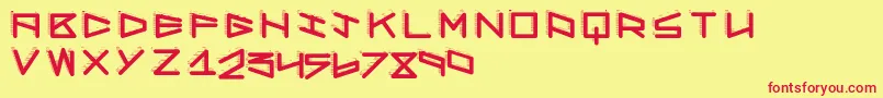 Robotshadow-Schriftart – Rote Schriften auf gelbem Hintergrund