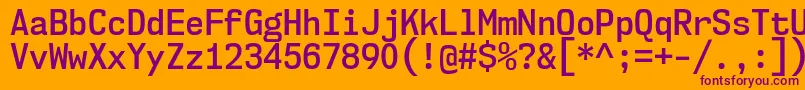 Nk57MonospaceScSb-Schriftart – Violette Schriften auf orangefarbenem Hintergrund