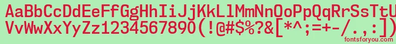 Nk57MonospaceScSb Font – Red Fonts on Green Background