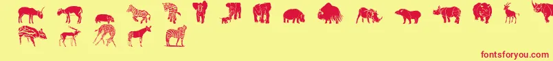 Fonte Wwsafari – fontes vermelhas em um fundo amarelo