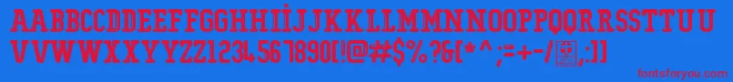 TypoCollegeShiningDemo Font – Red Fonts on Blue Background