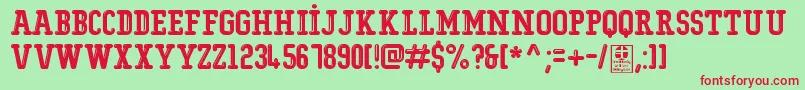 TypoCollegeShiningDemo Font – Red Fonts on Green Background