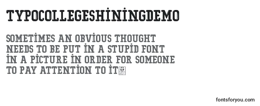 Review of the TypoCollegeShiningDemo Font