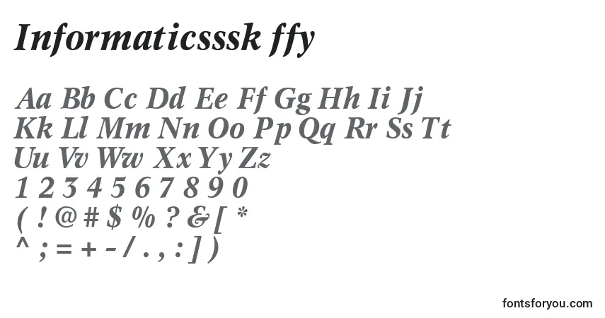 A fonte Informaticsssk ffy – alfabeto, números, caracteres especiais