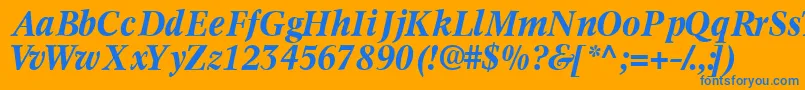 フォントInformaticsssk ffy – オレンジの背景に青い文字