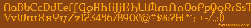 Weitere Informationen zur Amerika ffy-Schriftart Amerika ffy-Schriftart – Orangefarbene Schriften auf braunem Hintergrund