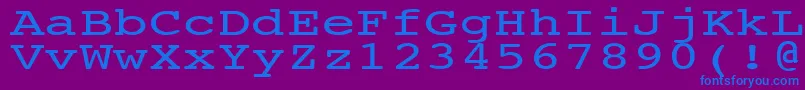 NtcouriervkNormal140n-fontti – siniset fontit violetilla taustalla