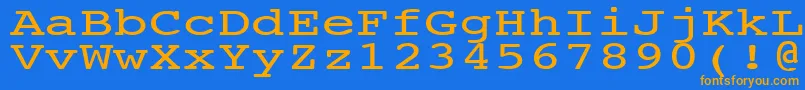フォントNtcouriervkNormal140n – オレンジ色の文字が青い背景にあります。