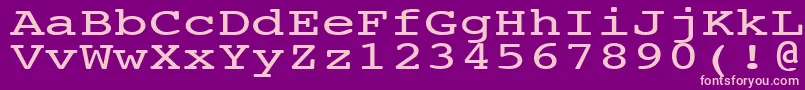 NtcouriervkNormal140n-fontti – vaaleanpunaiset fontit violetilla taustalla