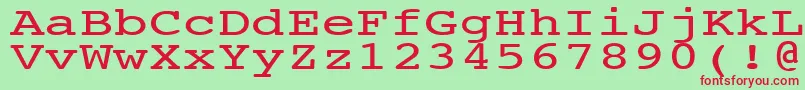 フォントNtcouriervkNormal140n – 赤い文字の緑の背景