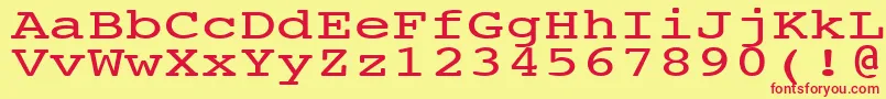 フォントNtcouriervkNormal140n – 赤い文字の黄色い背景