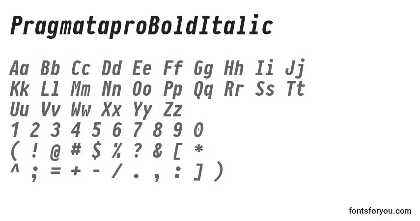 Шрифт PragmataproBoldItalic – алфавит, цифры, специальные символы